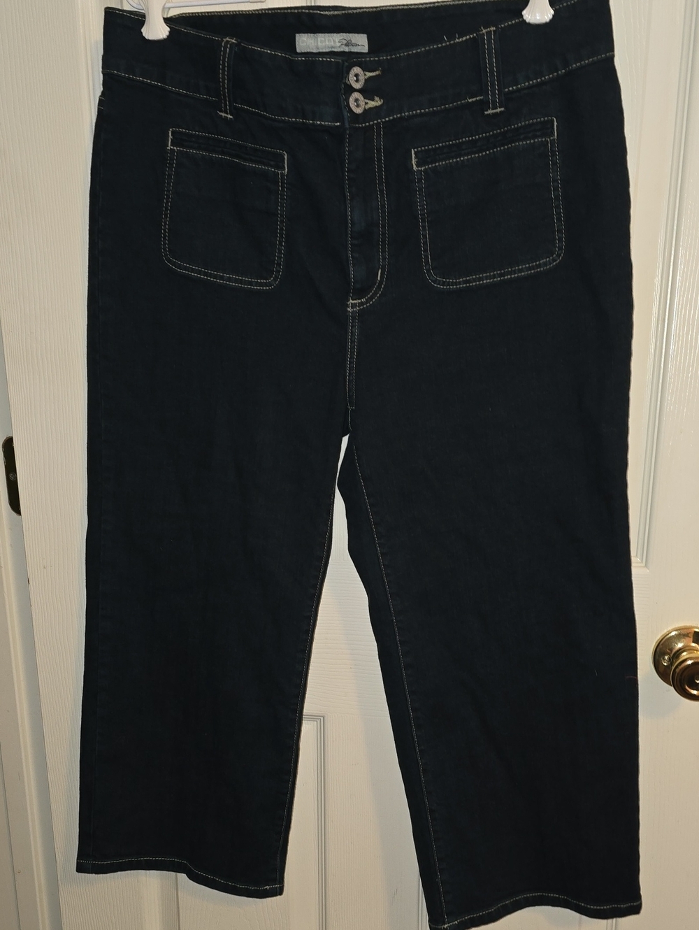 Chico's Women's Dark Blue Wide-Leg Jeans‎ with Front Patch Pockets